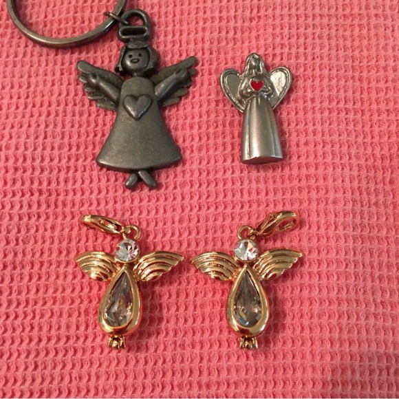 Bundle angels keyring zipper pulls pocket charm metal stocking stuffers lot of 4 - Picture 1 of 11